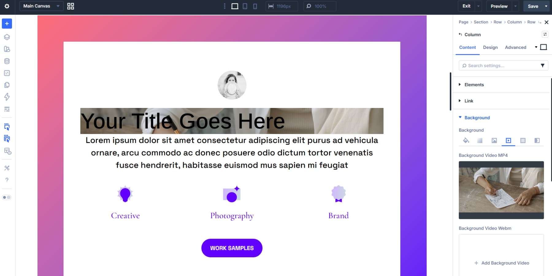 Using a video background for masked text in Divi 5