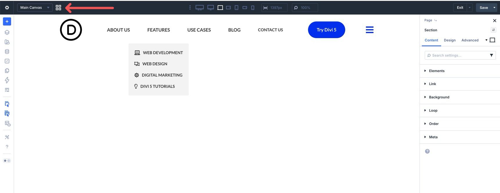 Canvas Grid View in Divi 5