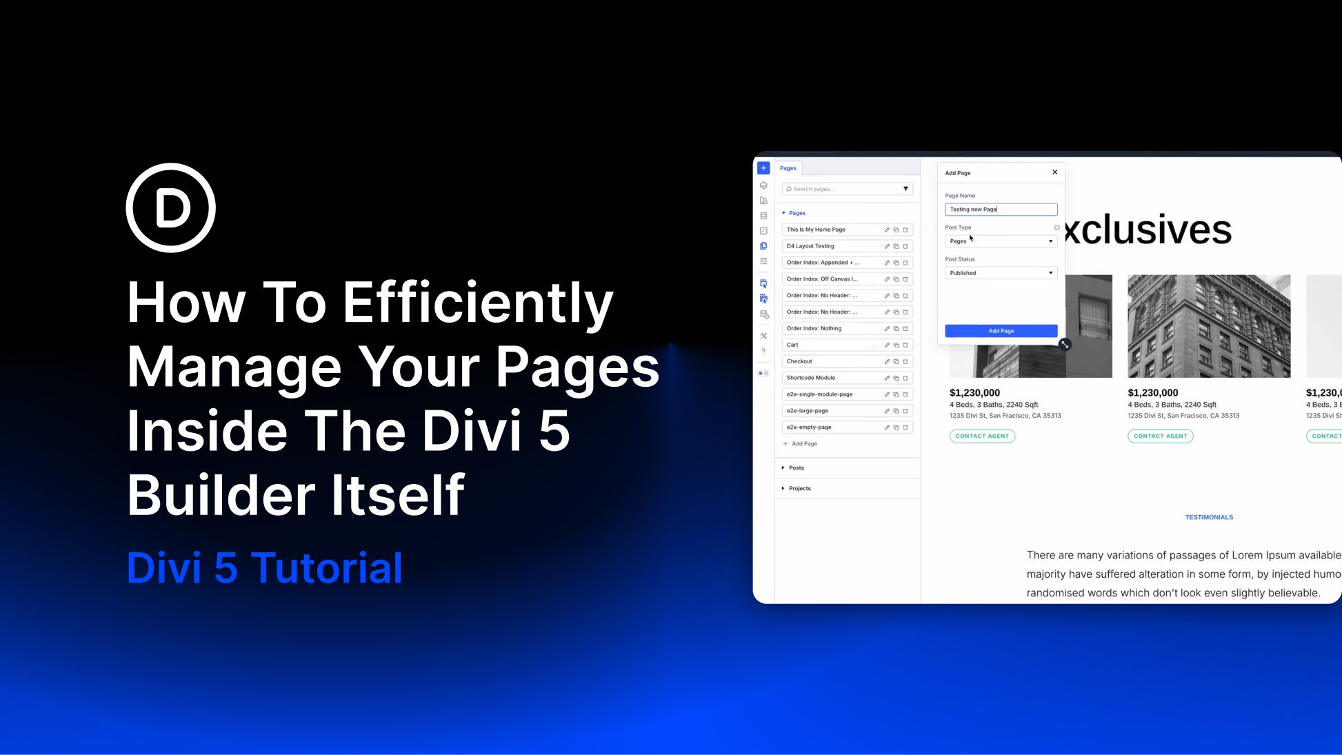 How To Efficiently Manage Your Pages Inside The Divi 5 Builder Itself