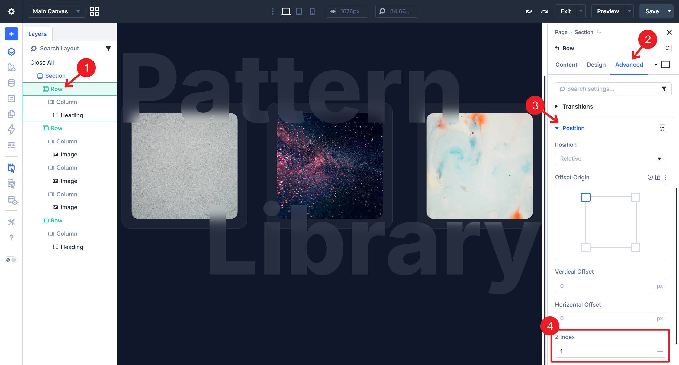 Top row add 1 z index