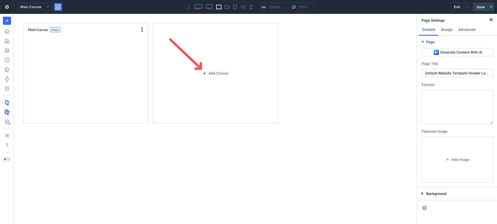 Adding a canvas in Divi 5