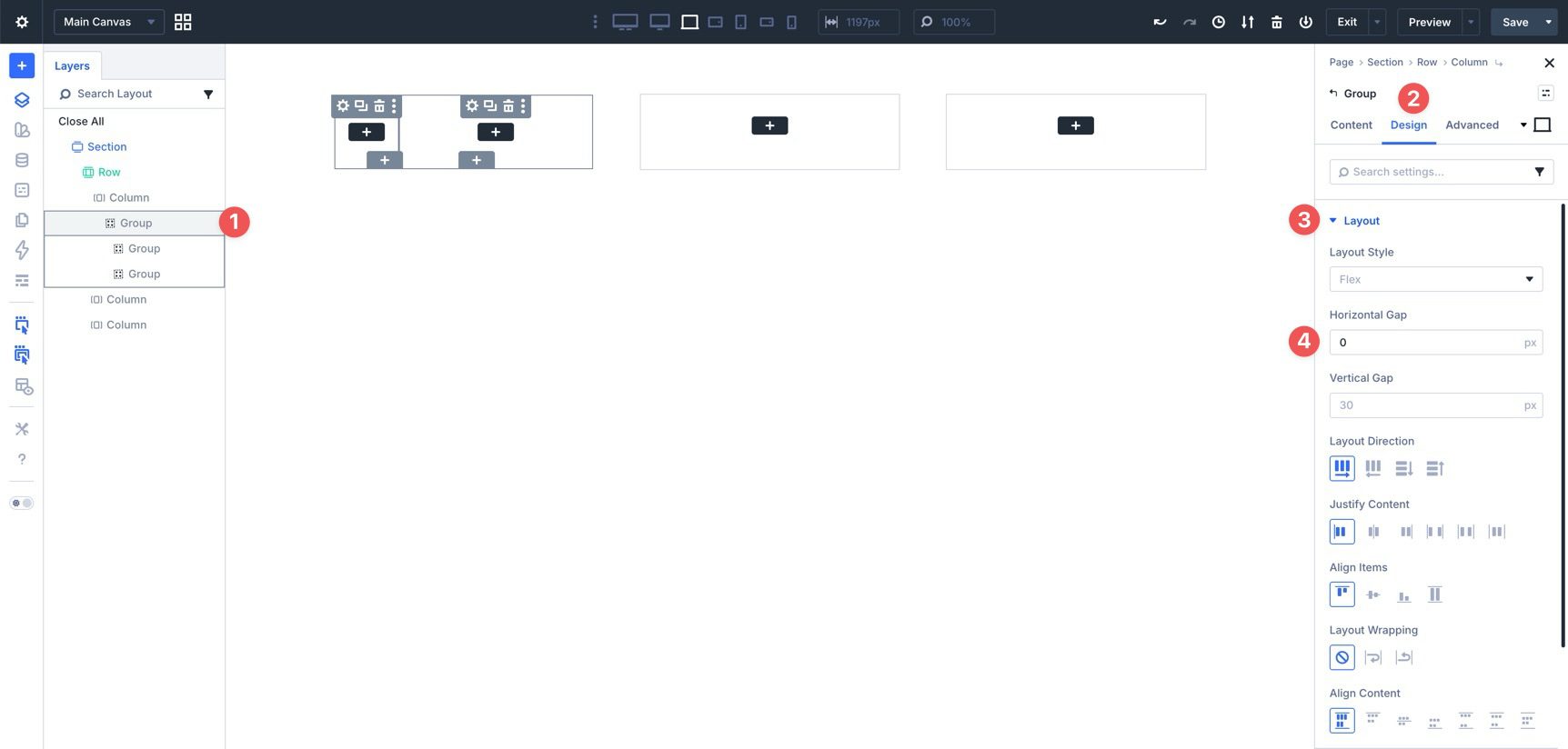 Adjusting horizontal gap in Divi 5