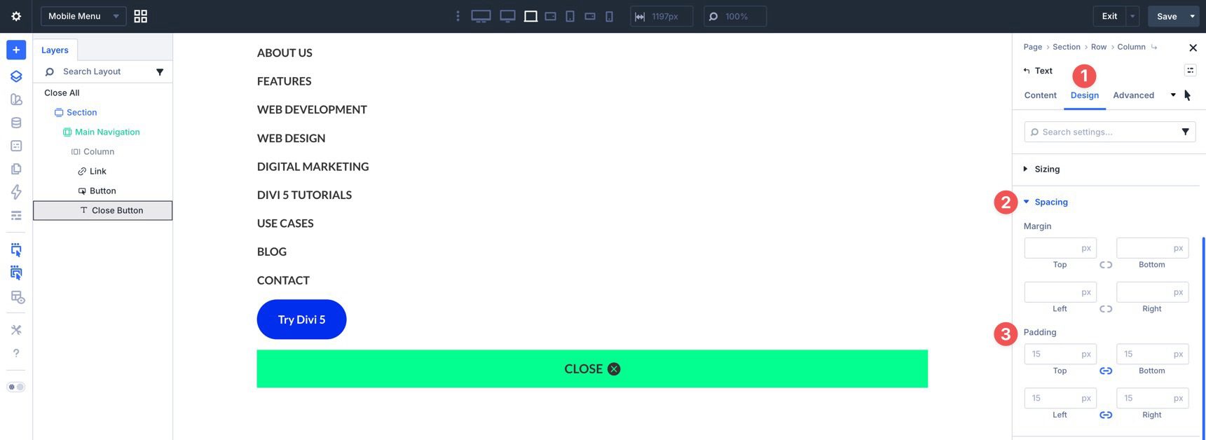 Assigning padding in Divi 5