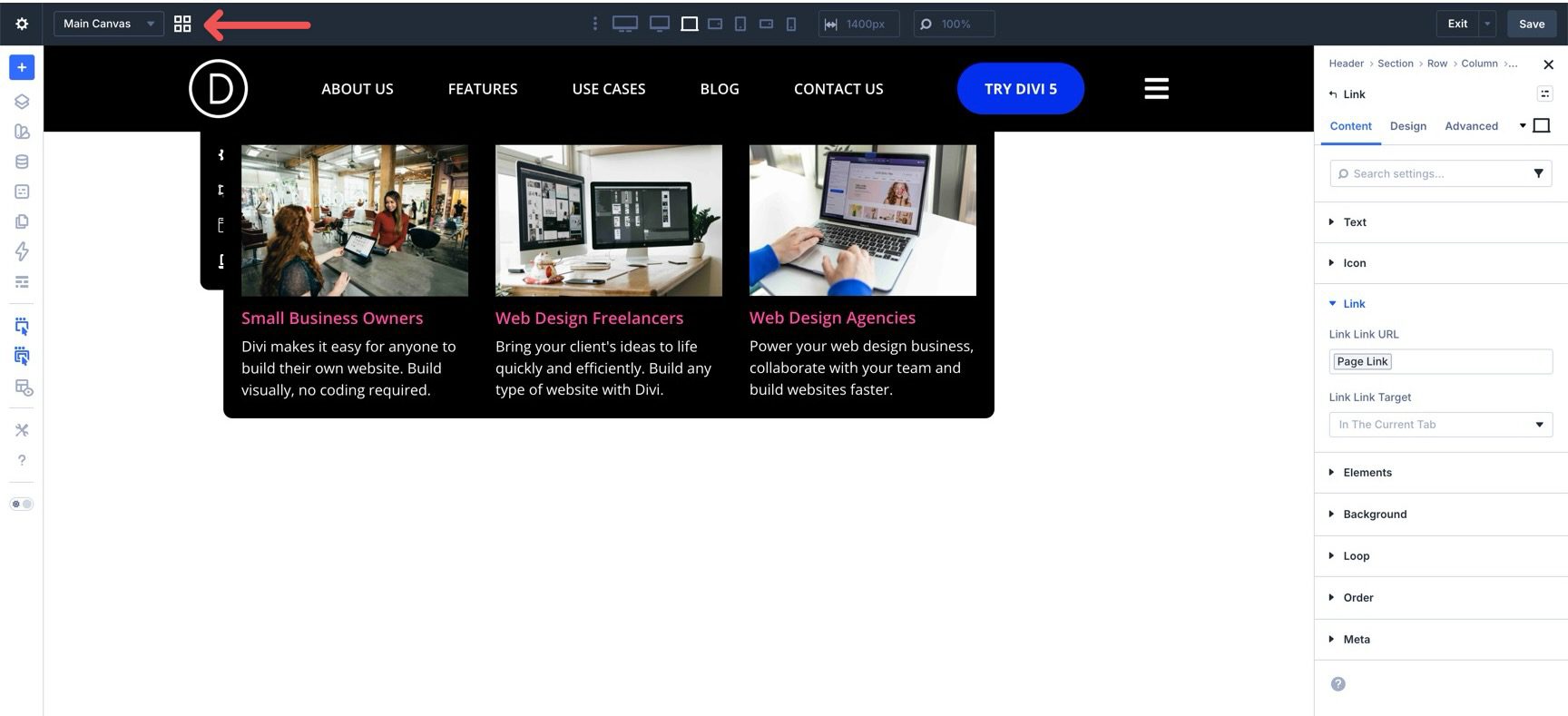 Canvas Grid View in Divi 5