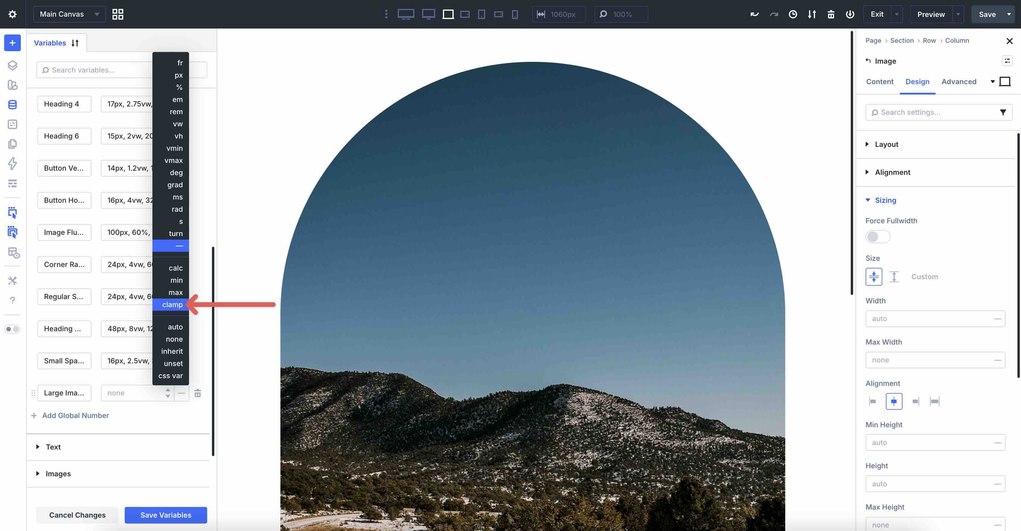 clamp values in Divi 5