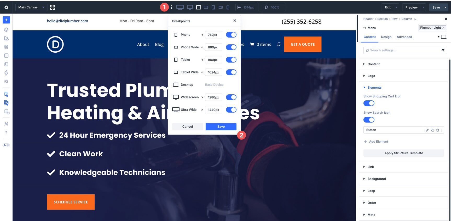 customizable responsive breakpoints in Divi 5