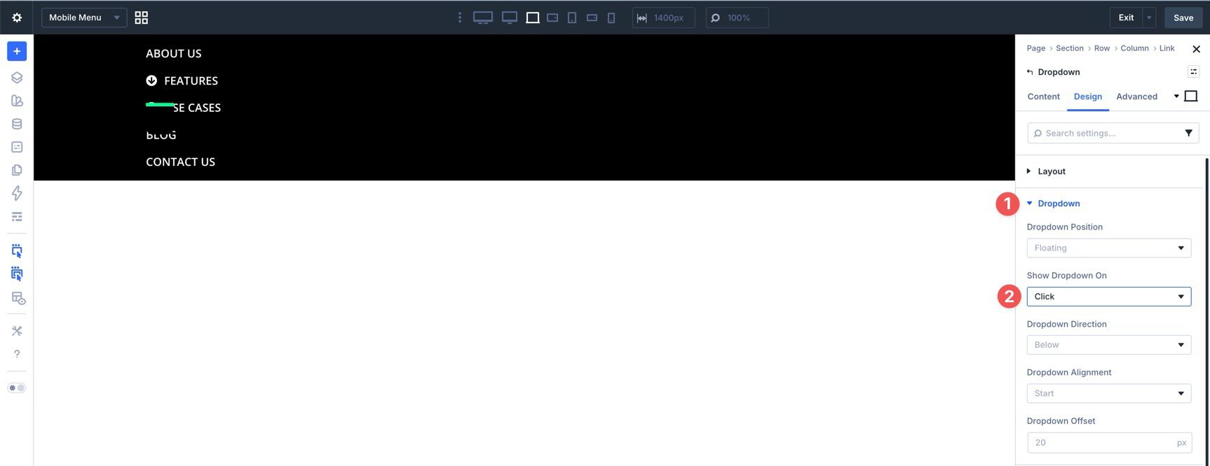 Set mobile dropdown to open on click in Divi 5
