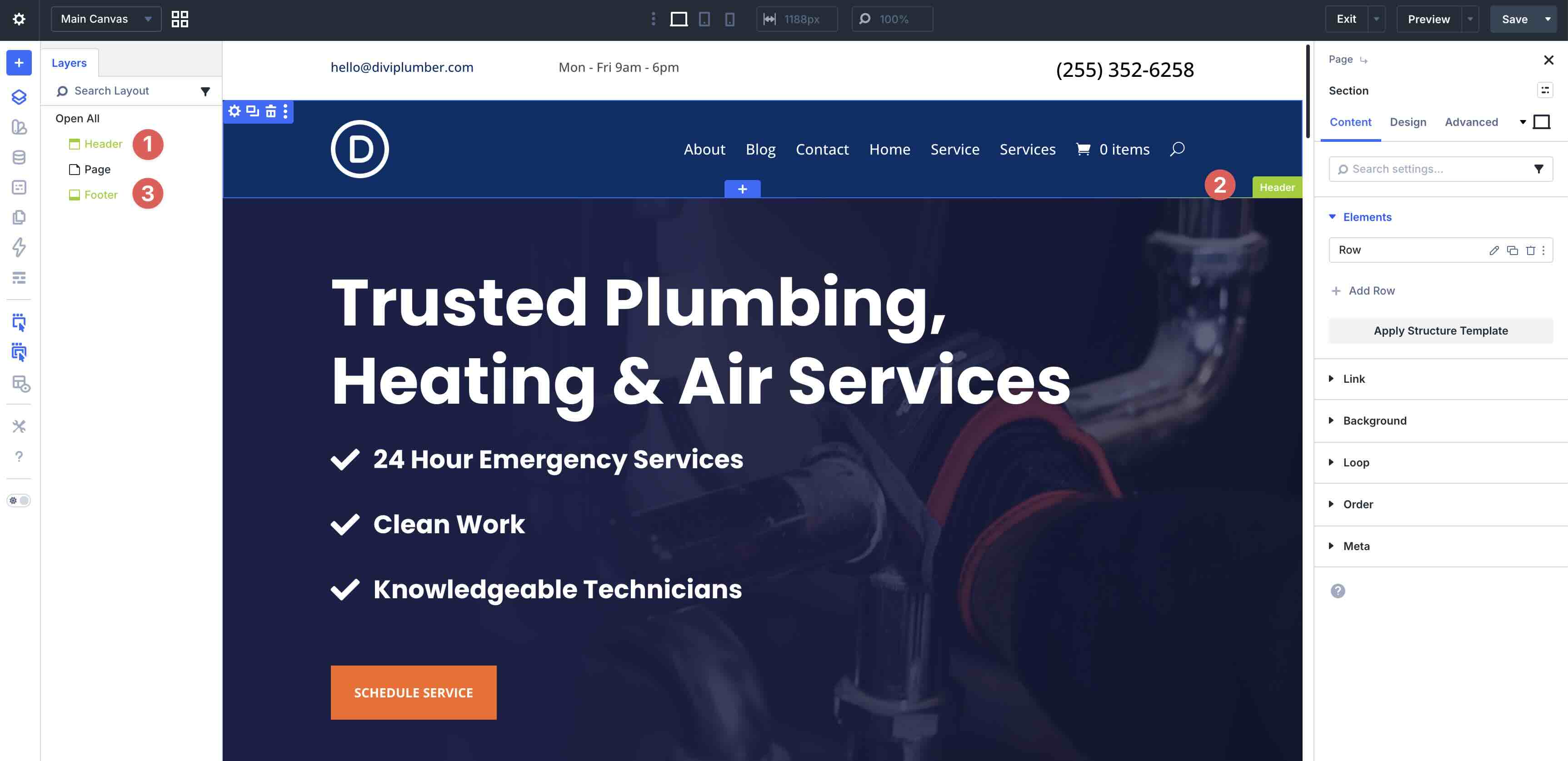 editable theme builder areas in Divi 5