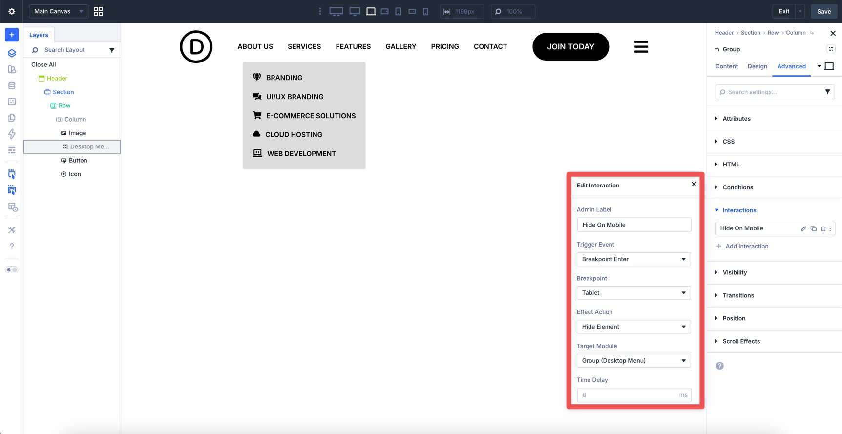 creating interactions on module groups