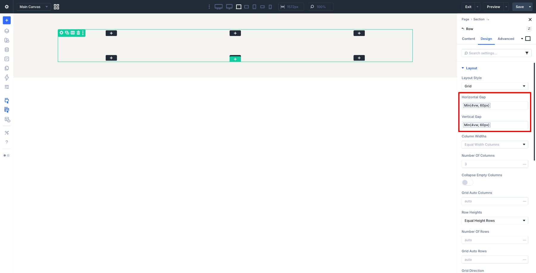 Set horizontal and vertical gaps