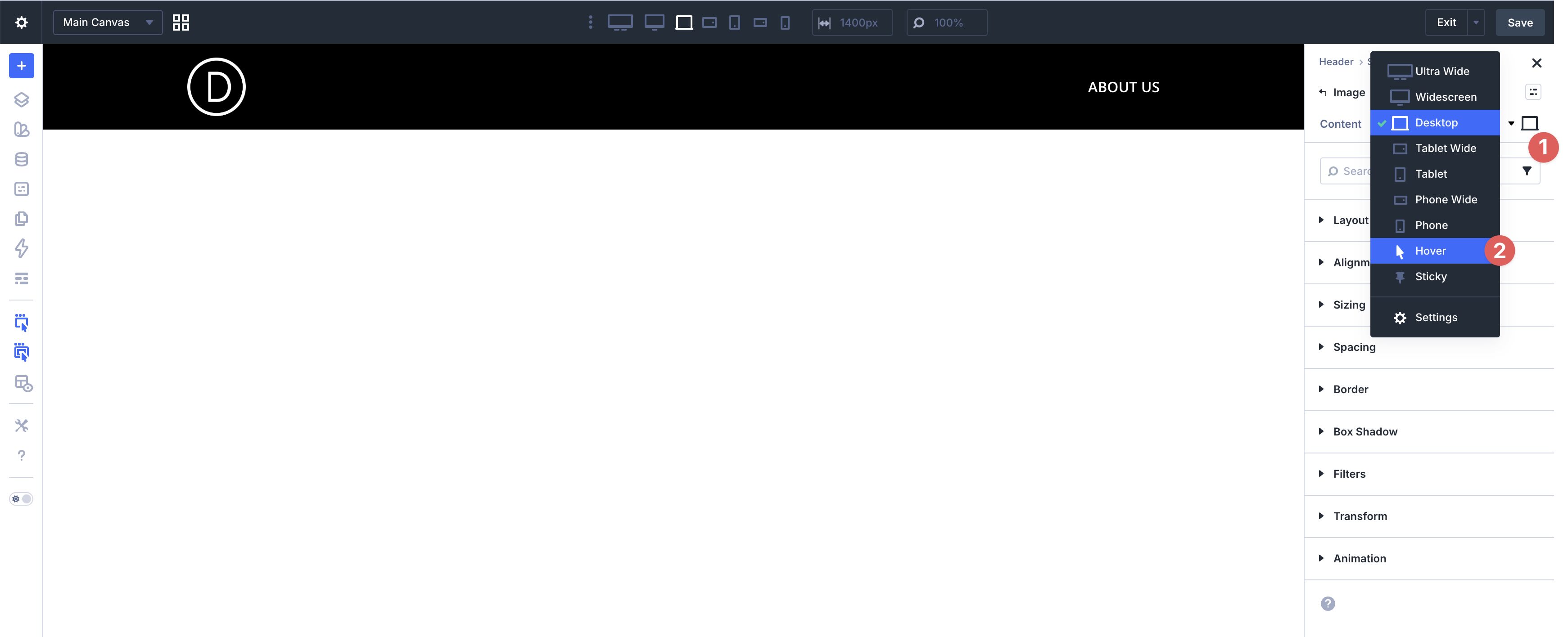 Hover settings for a Link module in Divi 5