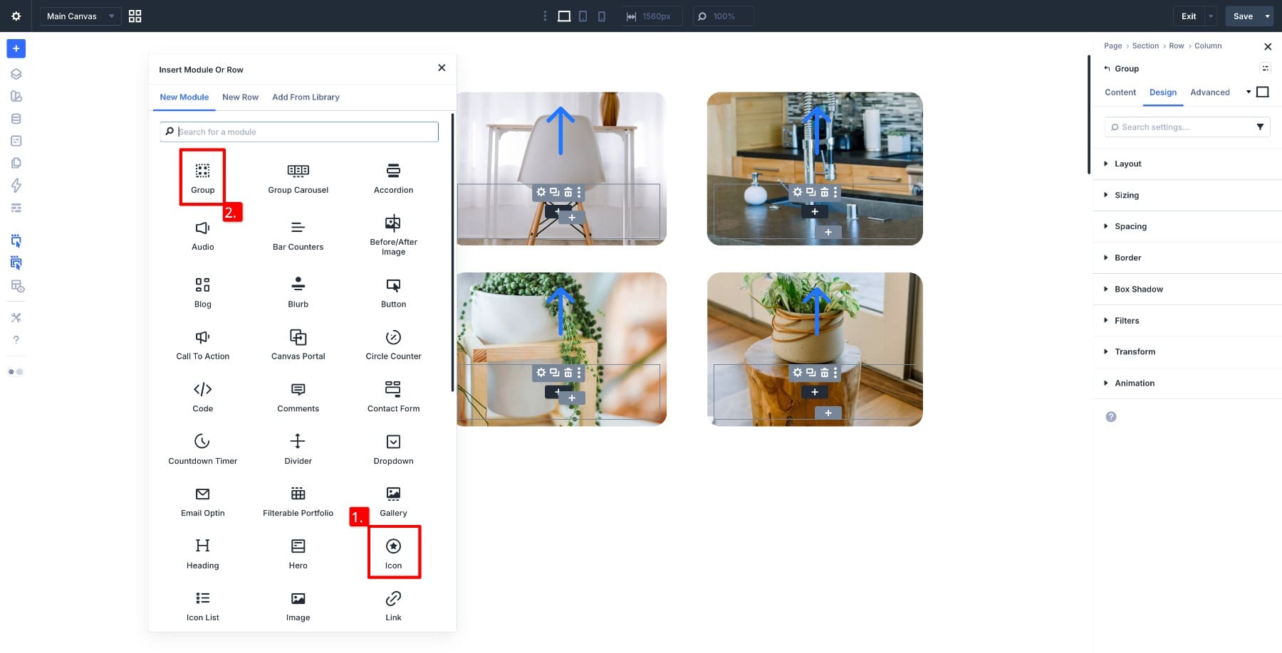 icon and module group