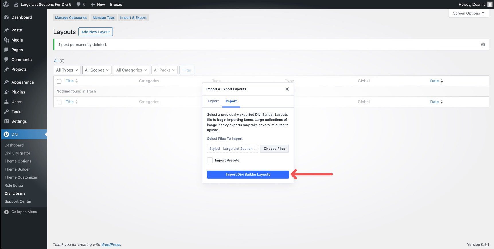 Large List Sections For Divi 5