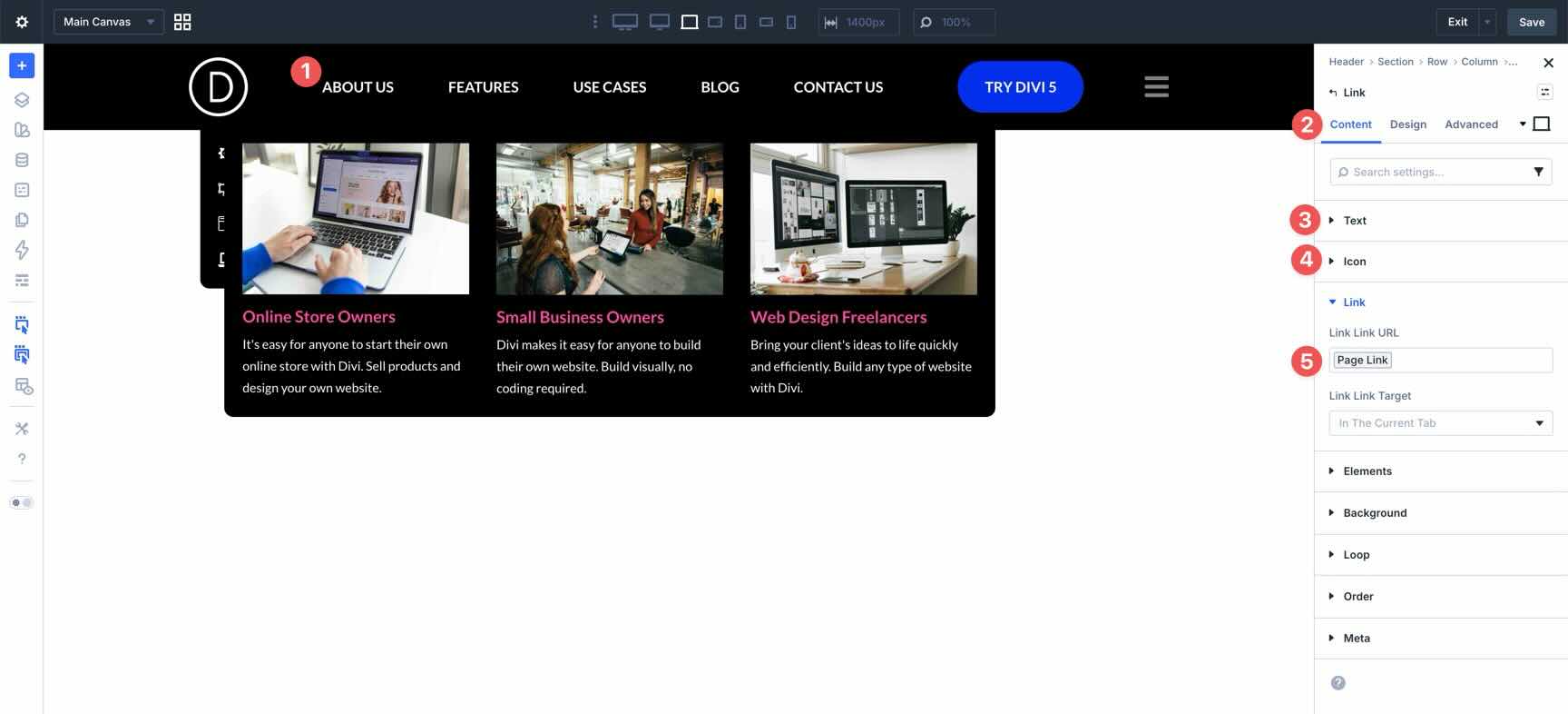 Link module in Divi 5