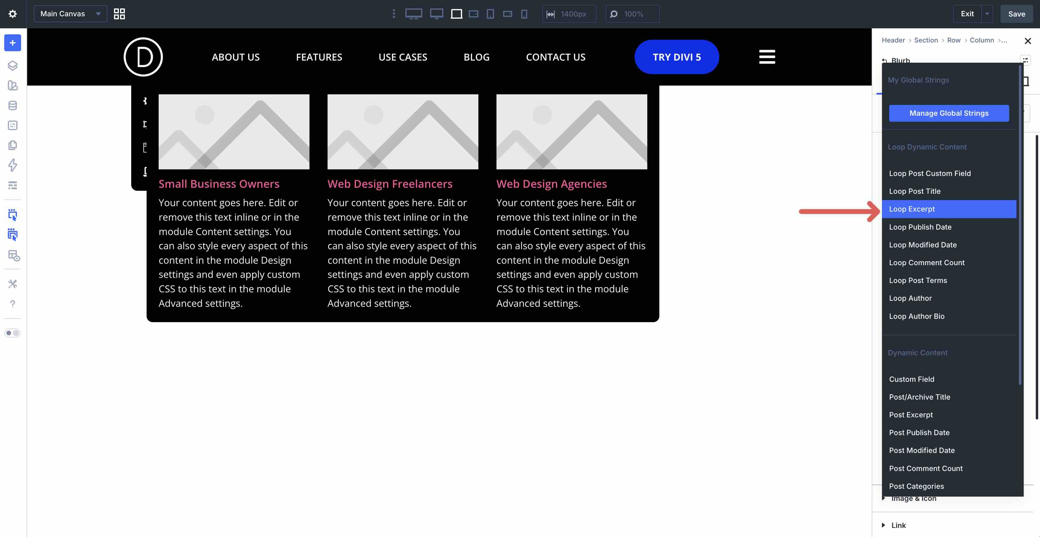 Map Loop Excerpt in Divi 5