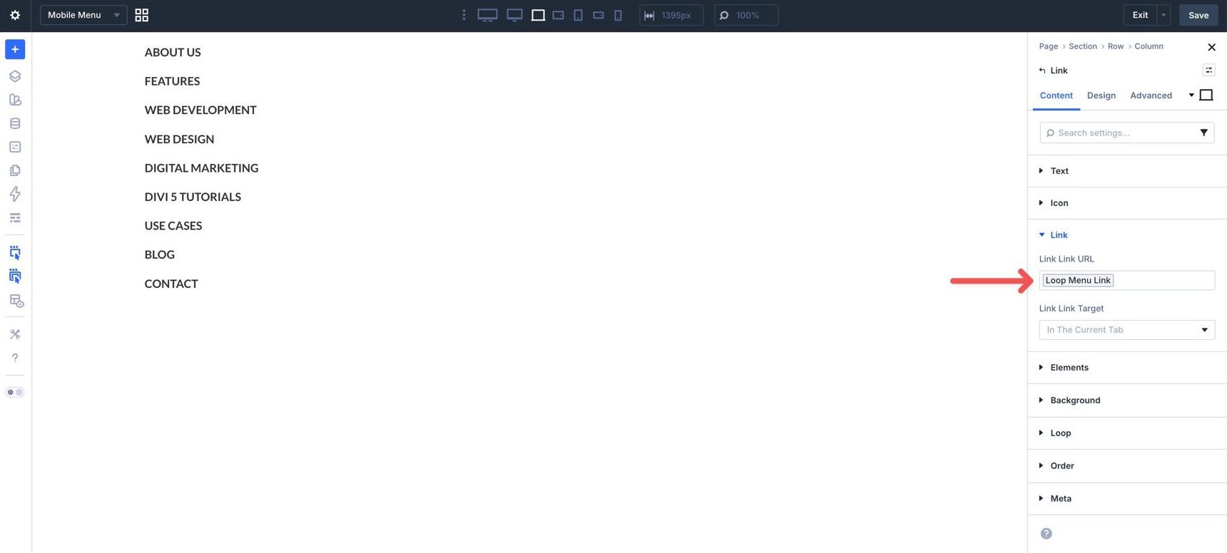 Loop Menu Link in Divi 5