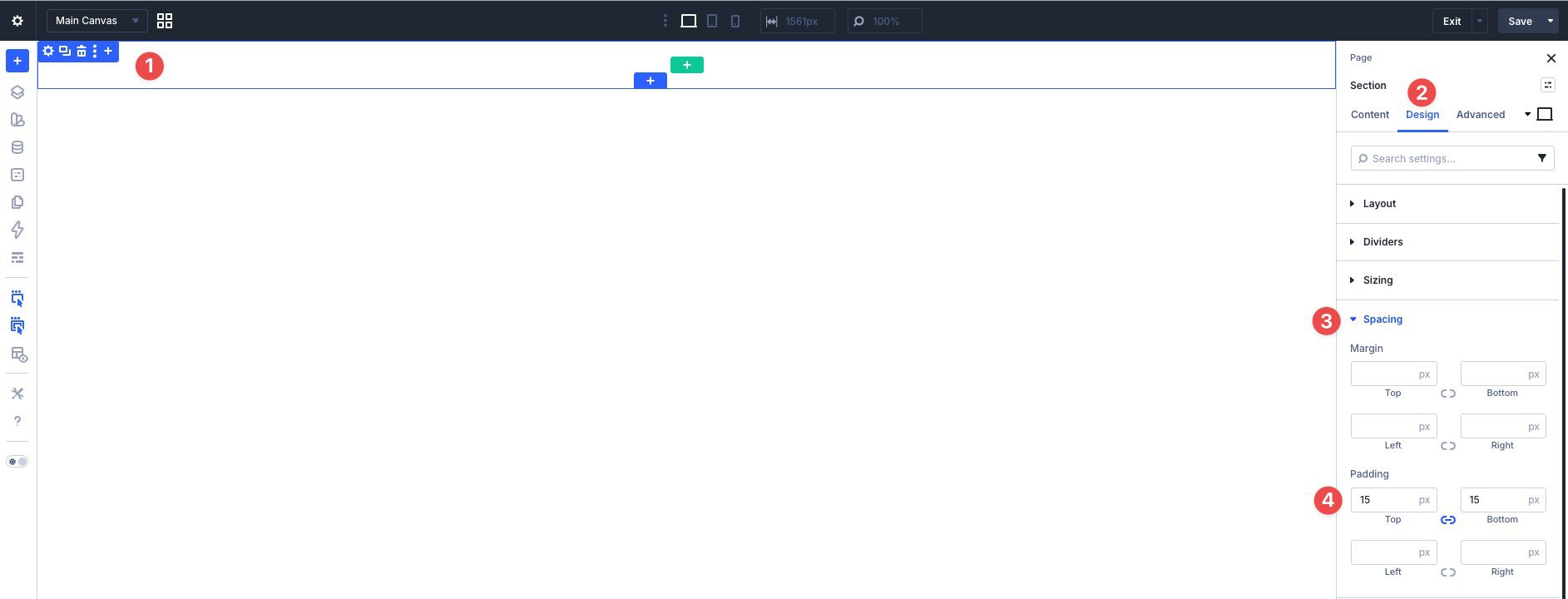 Applying section padding in Divi 5