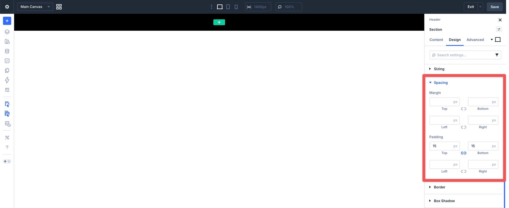 Header section spacing in Divi 5