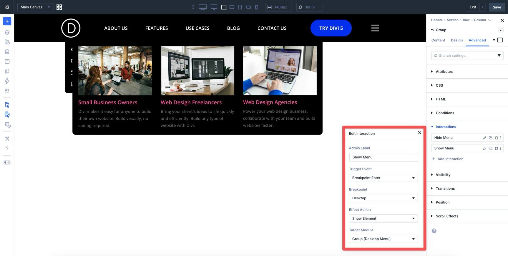 Show desktop navigation again on desktop breakpoint in Divi 5