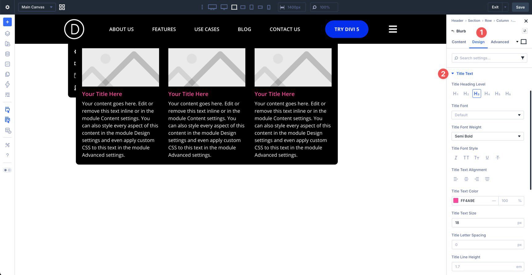 Style a looped Blurb module in Divi 5