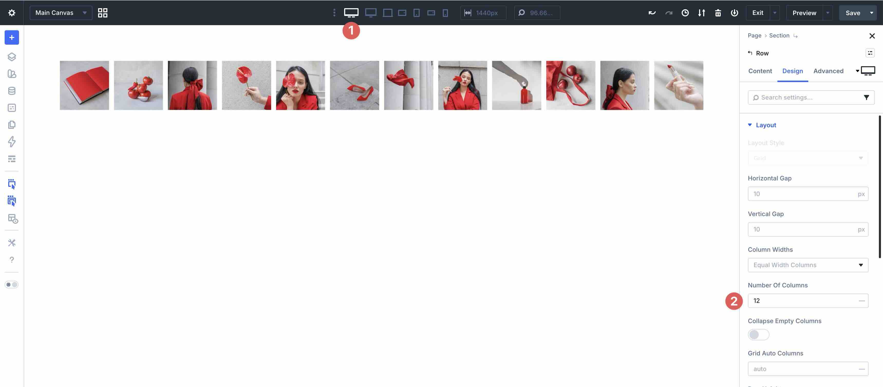 ultra wide column grid