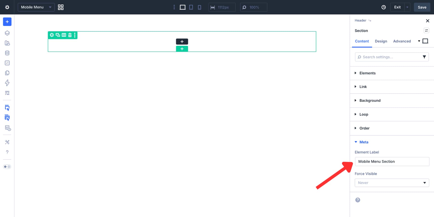 Element Label added to the Mobile Menu Section in Divi 5