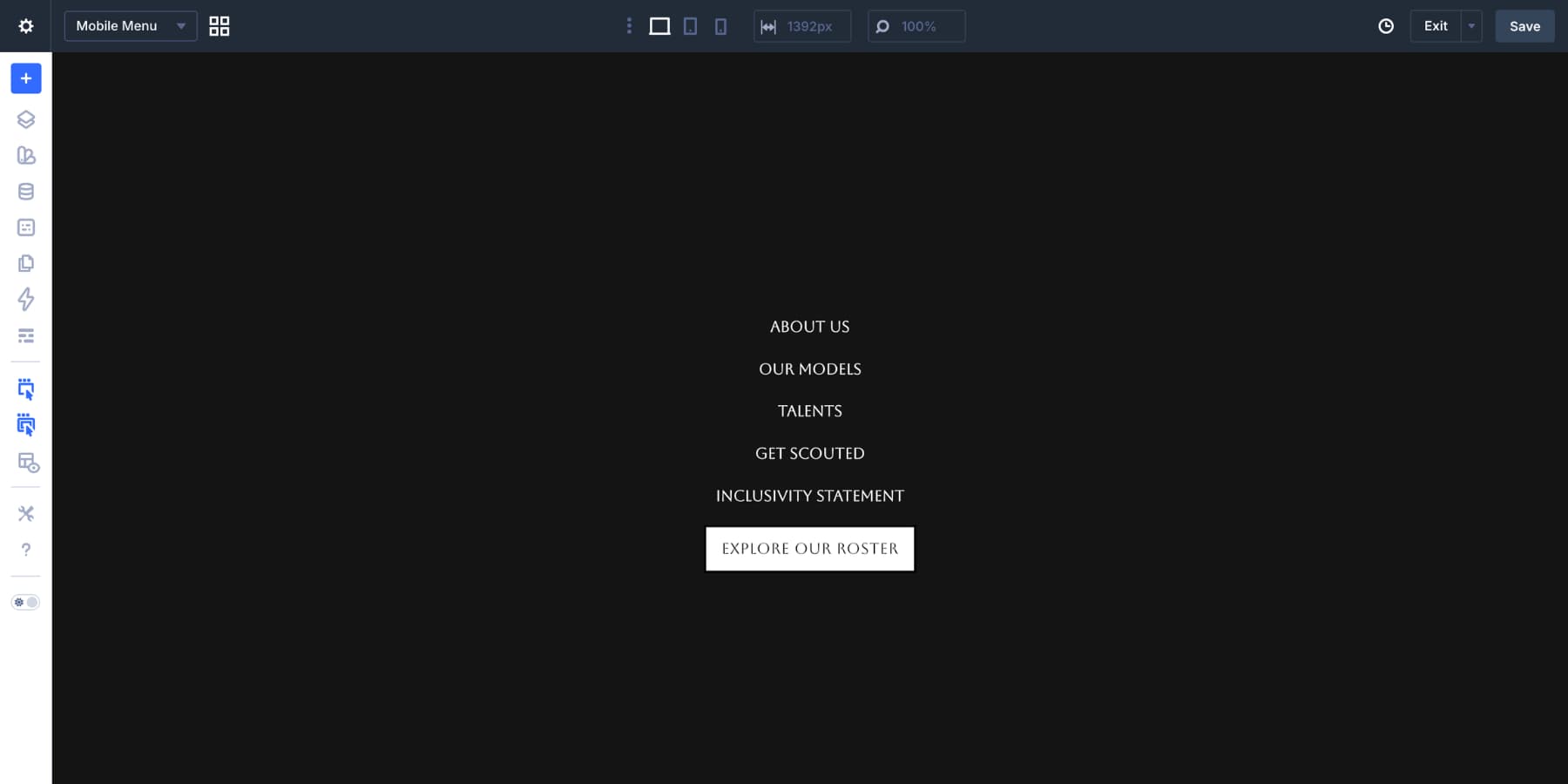 Looped menu items added to a mobile menu Canvas in Divi 5