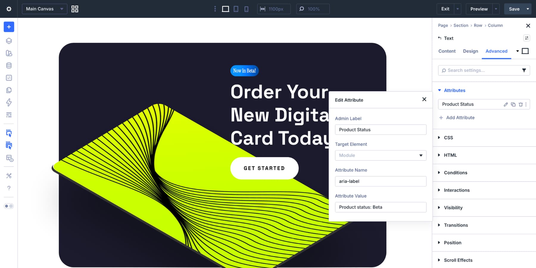 Adding aria labels to a text badge in Divi 5