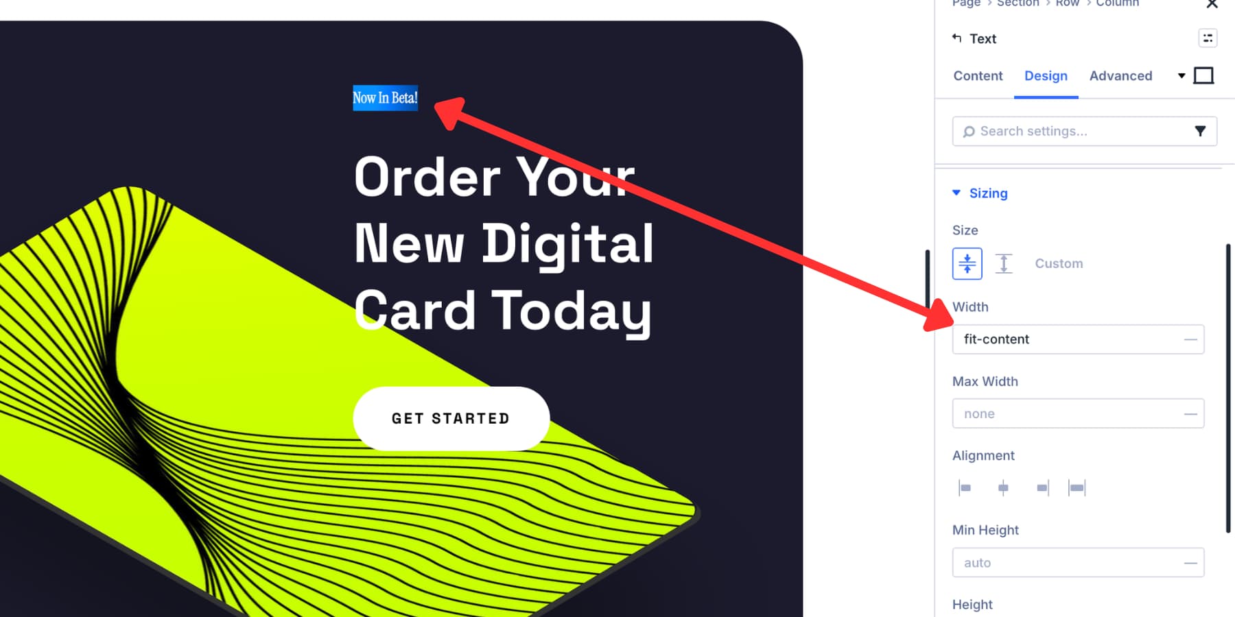 Setting fit-content width on a text badge in Divi 5
