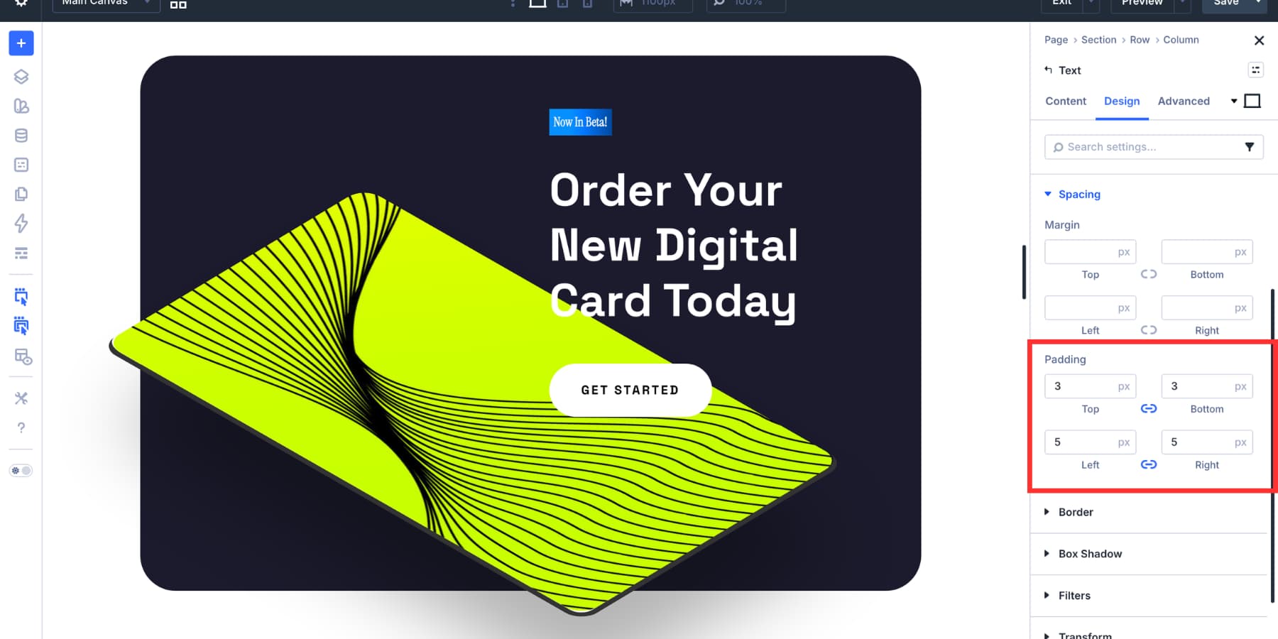 Applying padding to a text badge in Divi 5