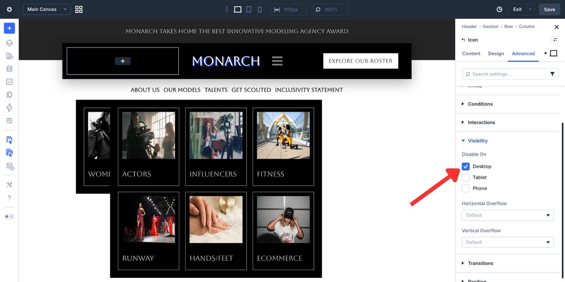Hamburger icon hidden on desktop in Divi 5