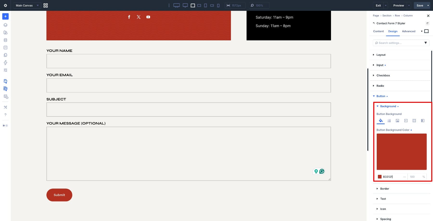 submit button background color in divi 5