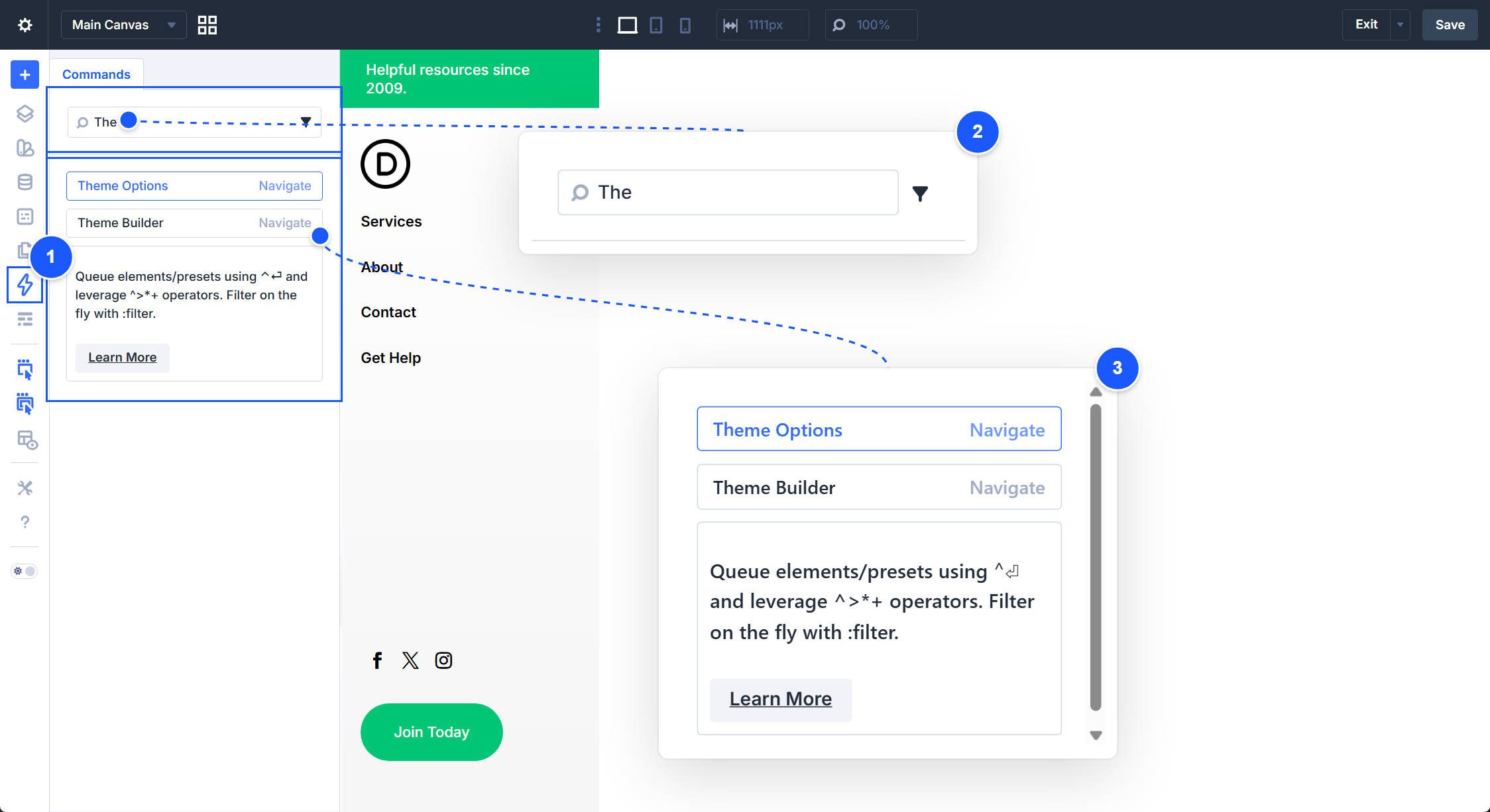 Command Center in the Divi 5 UI