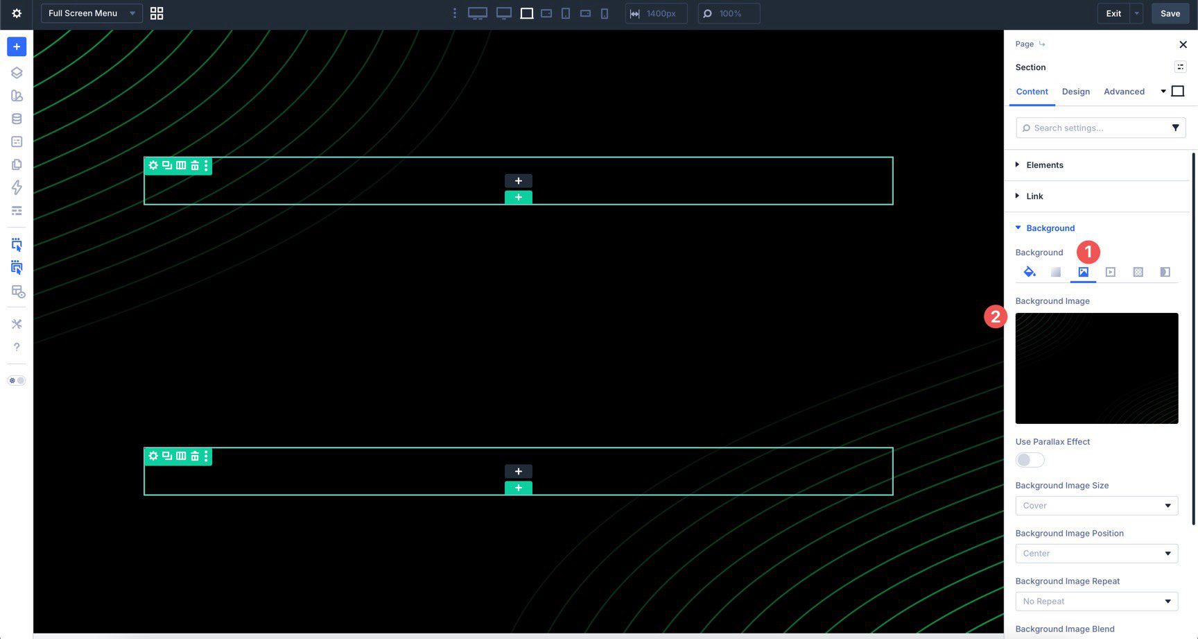 Add a background image to a Divi 5 full-screen menu