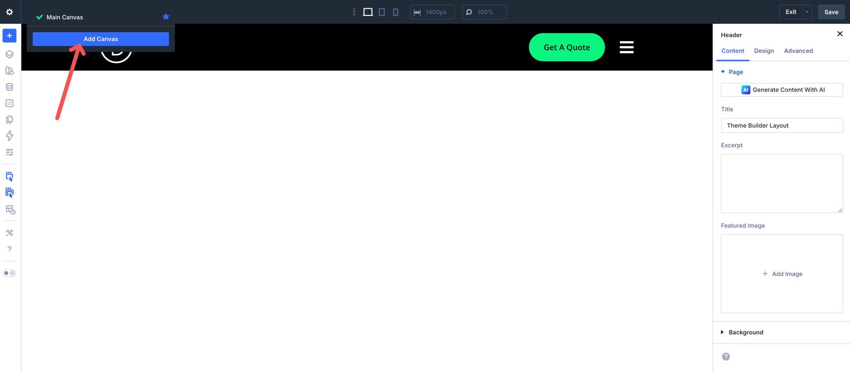 Add a Canvas in Divi 5