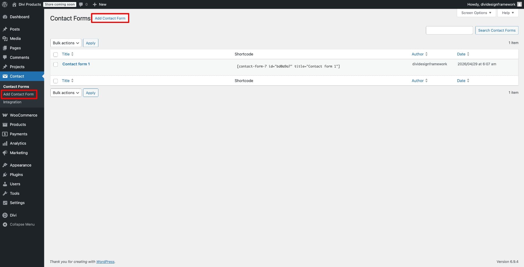 add contact form in contact form 7
