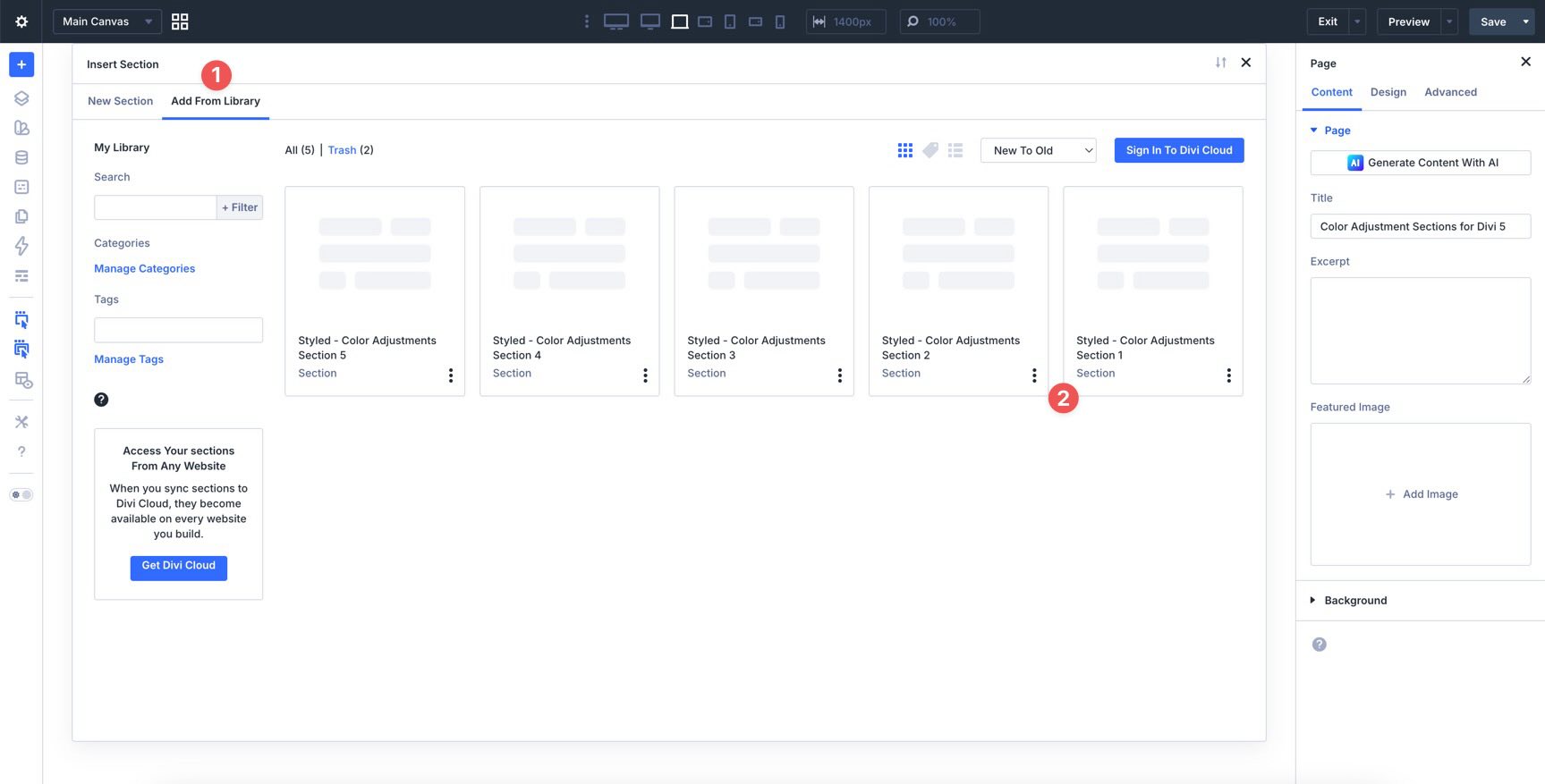 Color Adjustment Sections for Divi 5