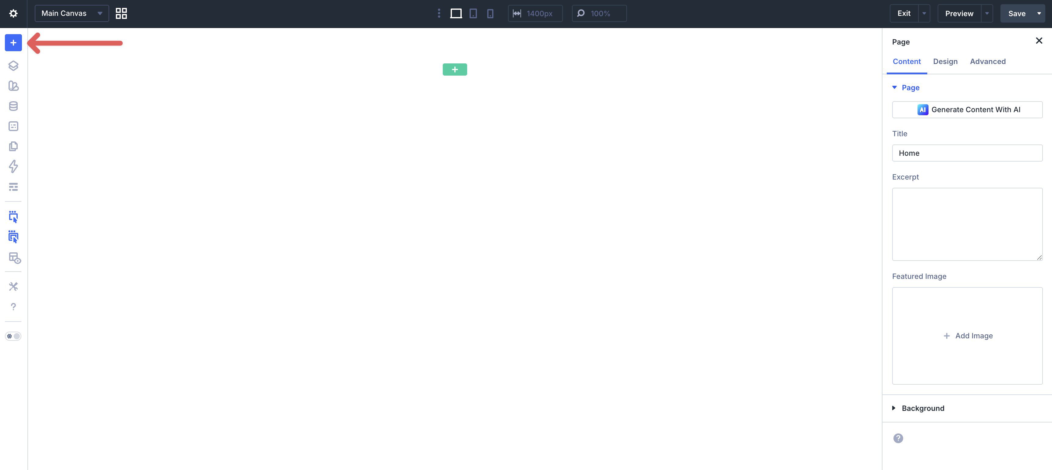 importing a layout into the Visual Builder