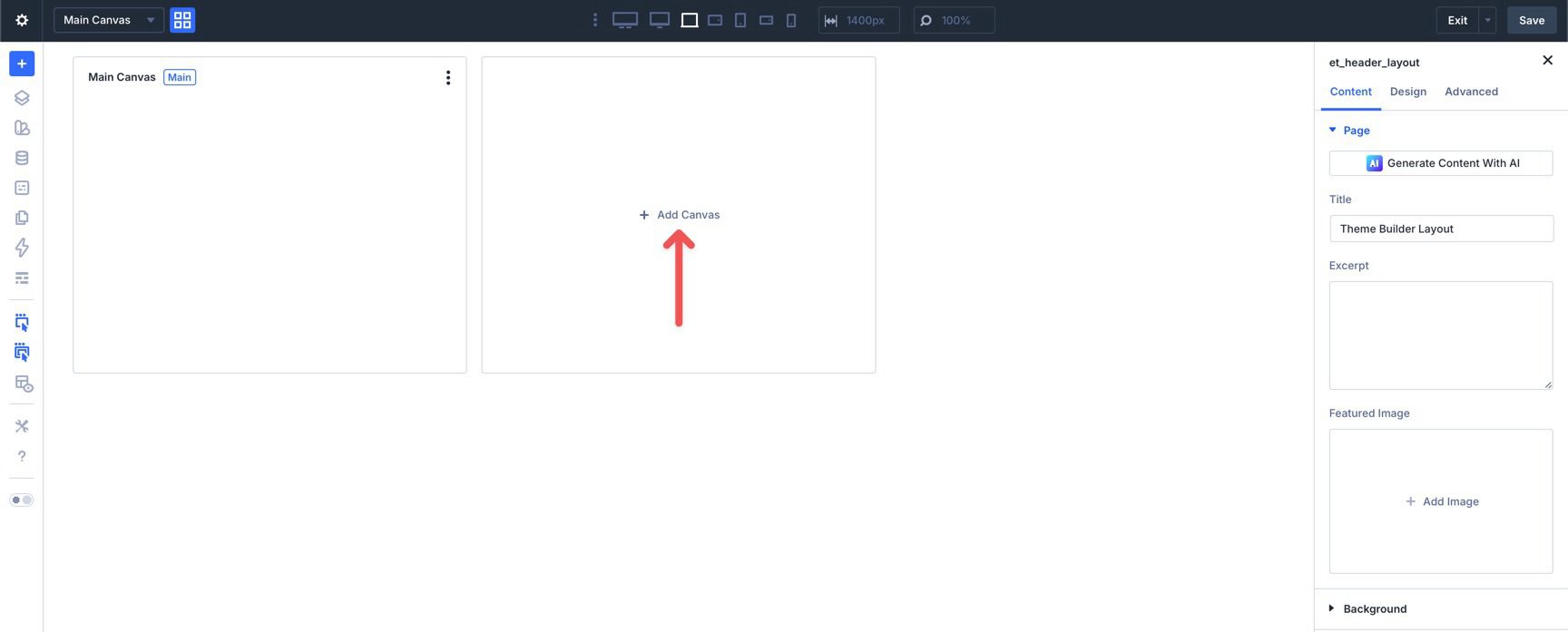 Add a new Canvas in Divi 5