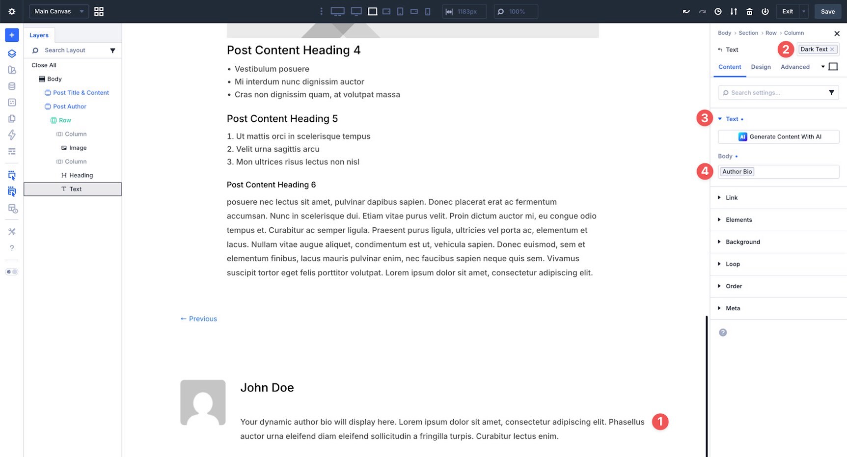 Insert Author Bio Dynamic Content in Divi 5