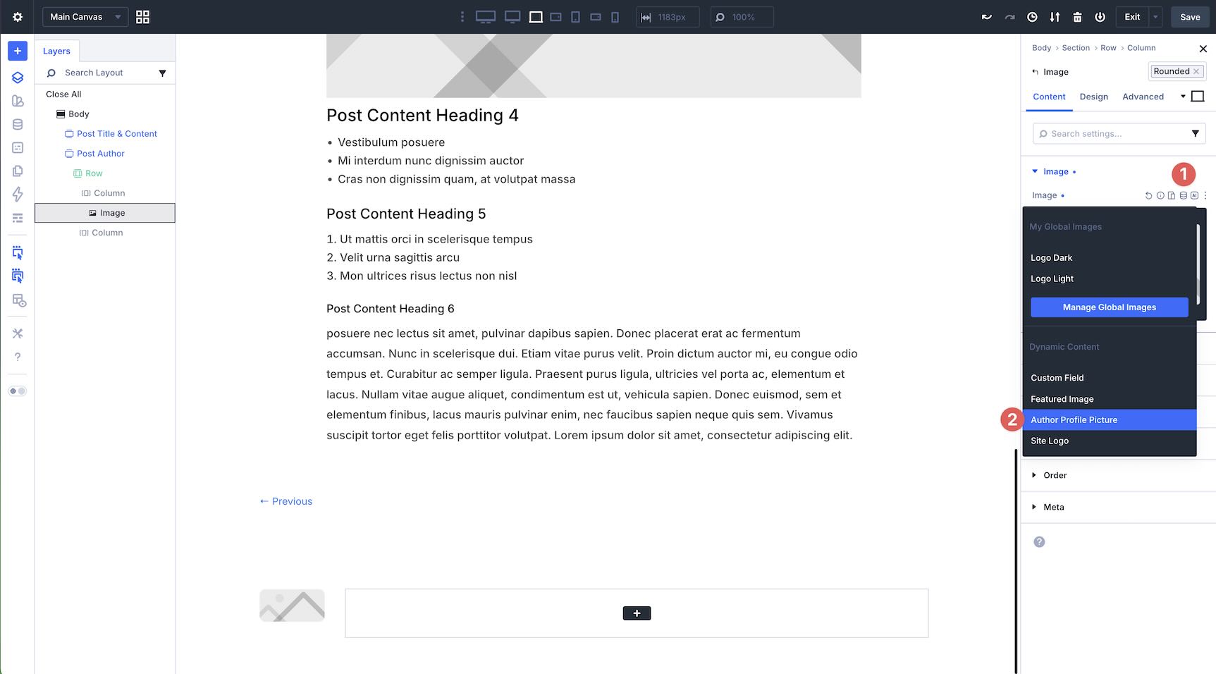 Select Author Profile Picture as Dynamic Content in Divi 5