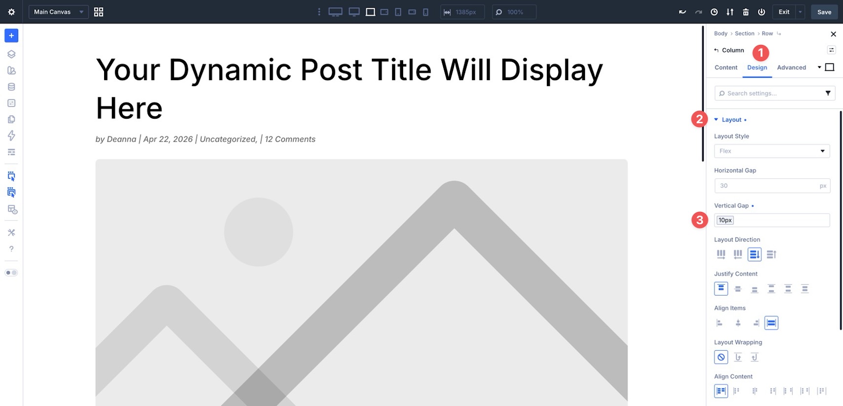 Set Column Vertical Gap in Divi 5