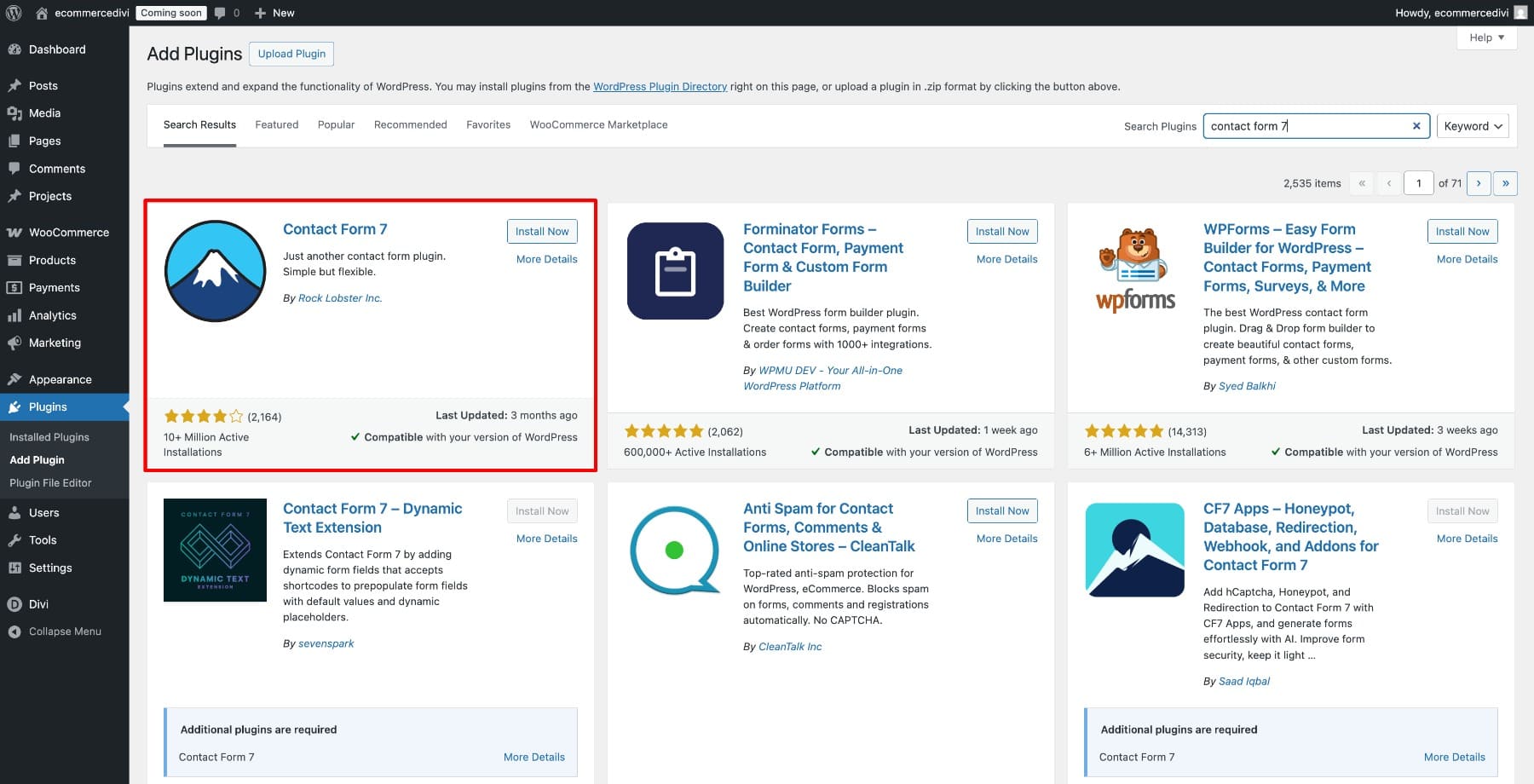 contact form 7 plugin in wordpress