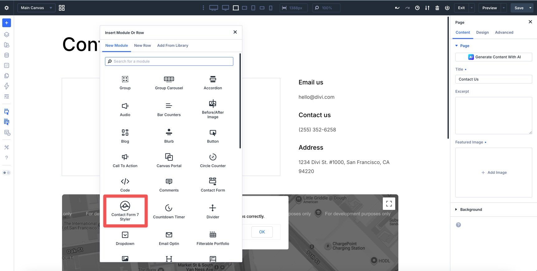 Contact Form 7 module in Divi 5