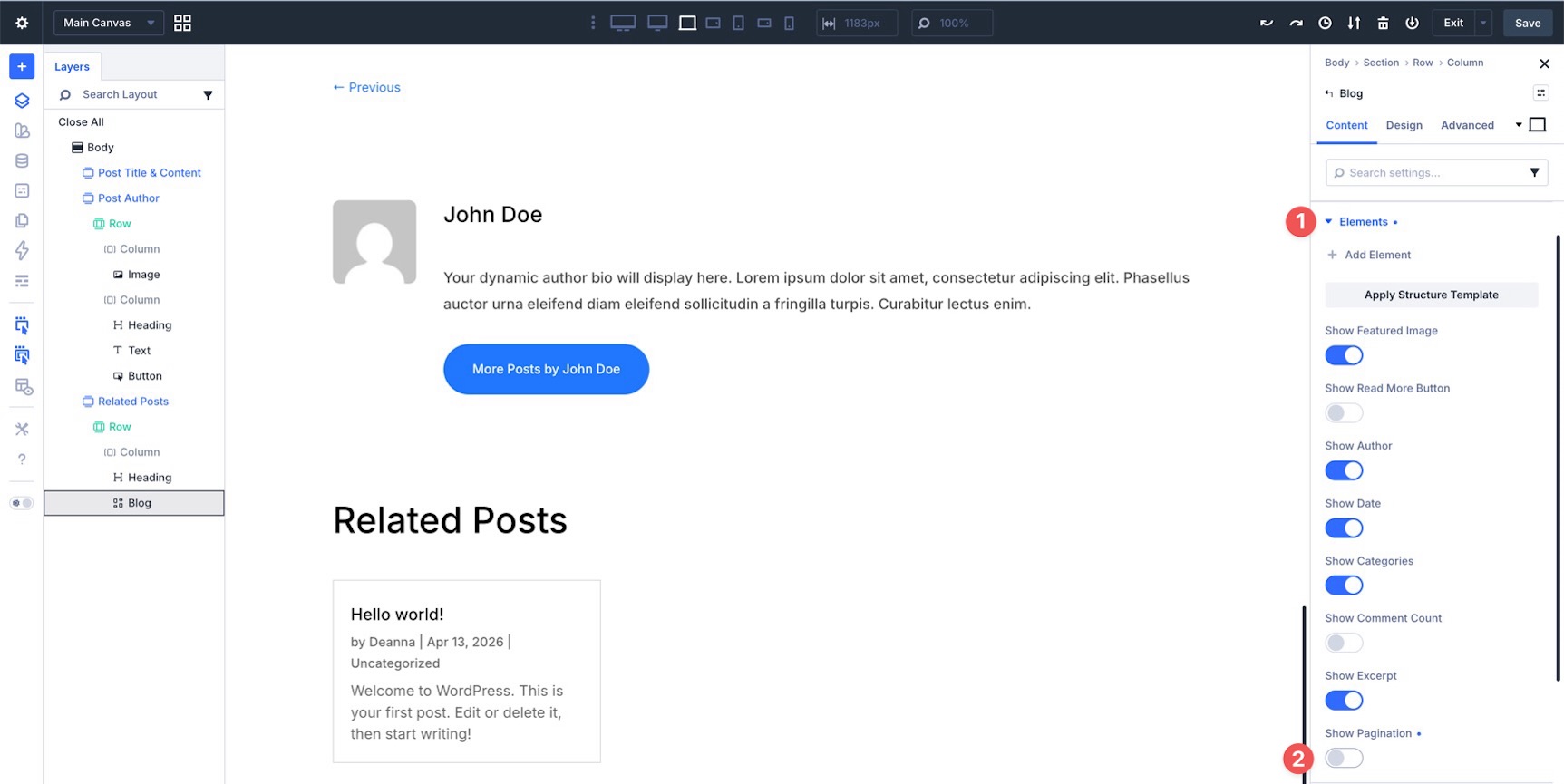 Disable pagination in the Divi 5 Blog module