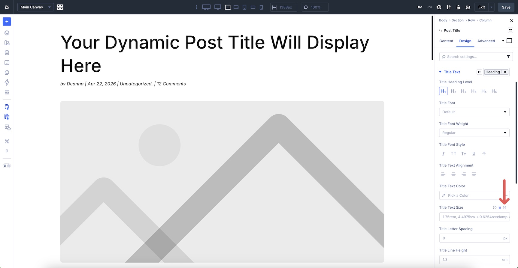 Insert Dynamic Content icon in Divi 5