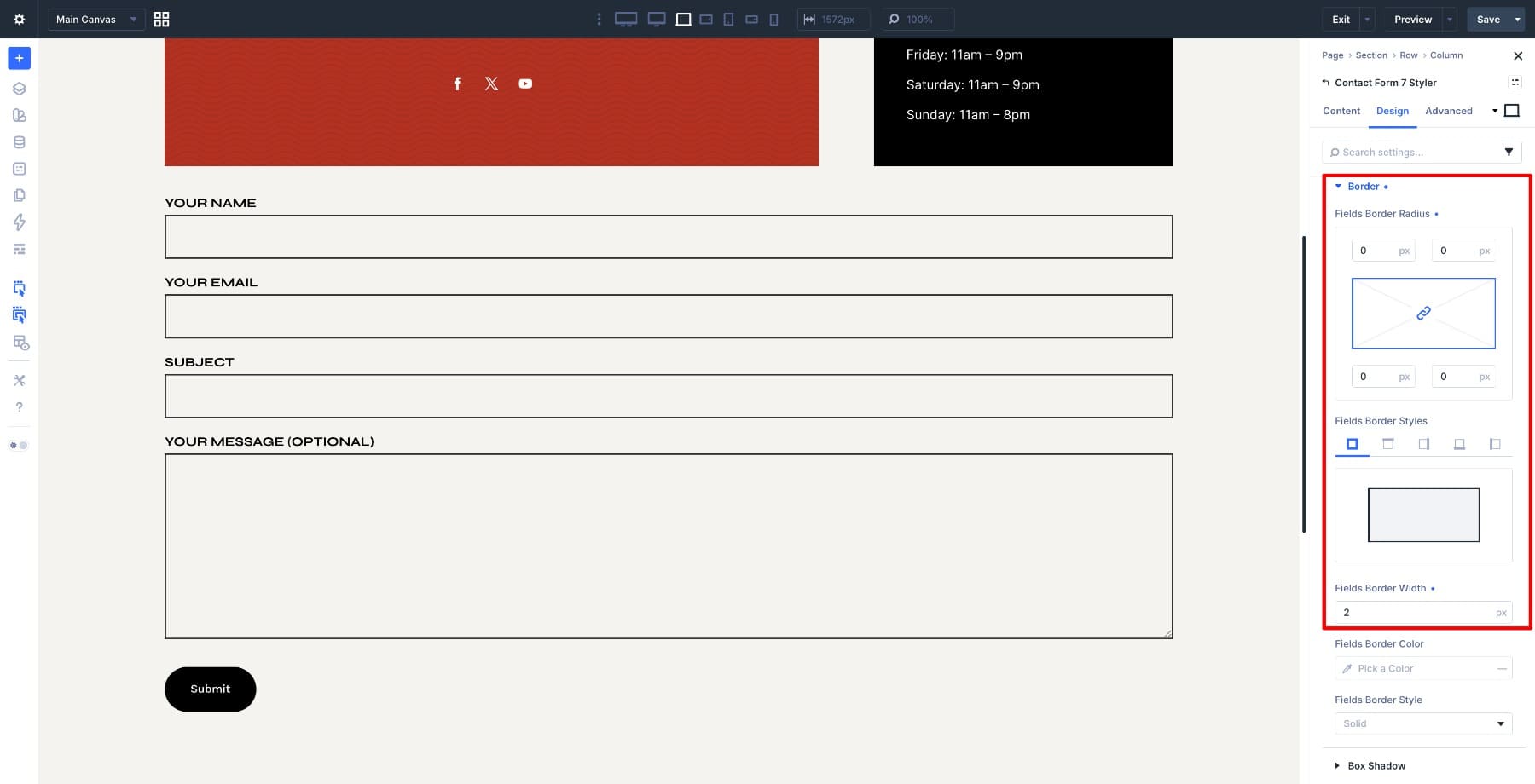 field border settings in divi 5