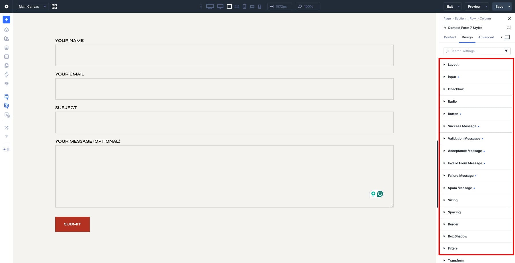 form design settings in divi 5