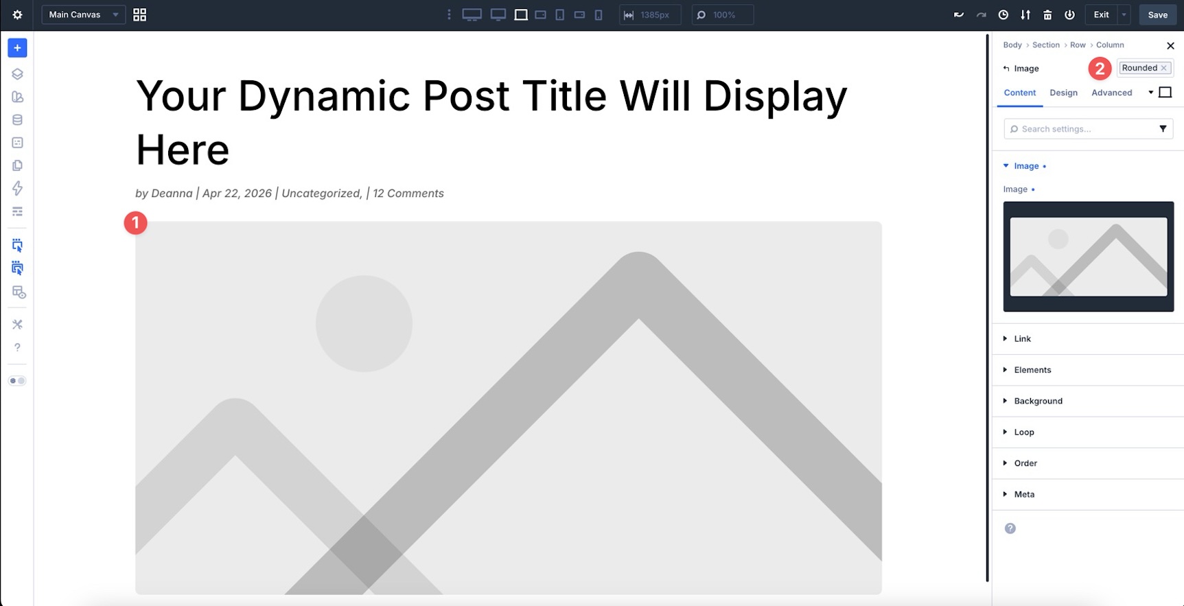 Image module in a Divi 5 post template