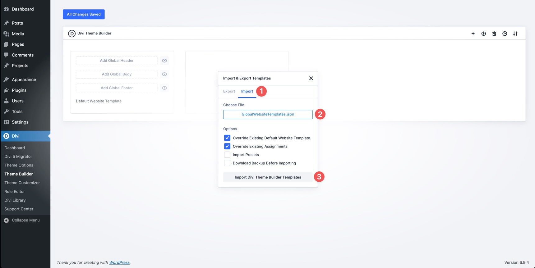 Import a Theme Builder JSON file in Divi 5